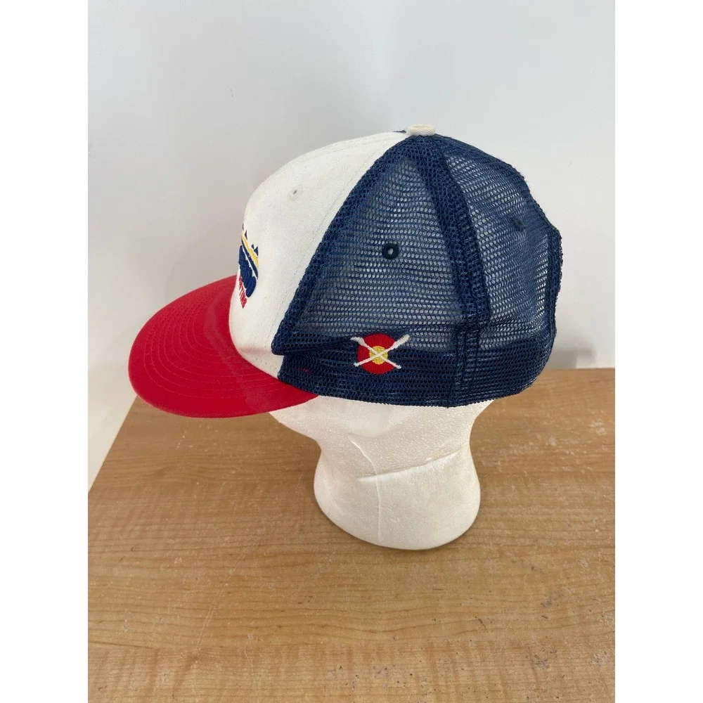 Ouray Sportswear Colorado Rafting Trucker Hat Snapback White Red Navy Blue Mesh